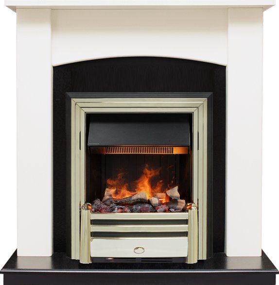 Каминокомплект Baltimore - Слоновая кость, черный с очагом Cavendish