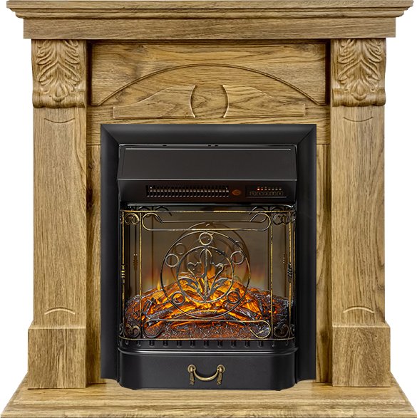 Каминокомплект Dublin (деревянный) RUSTIC (Разборный) - Дуб натуральный с очагом Majestic FX M Black RC