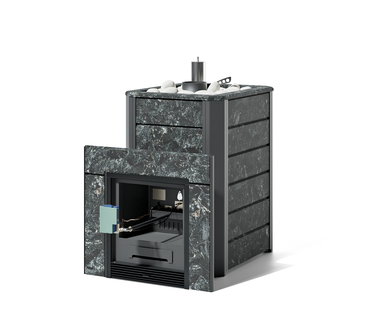 Печь Ялта 25 К/2024 в облицовке из камня