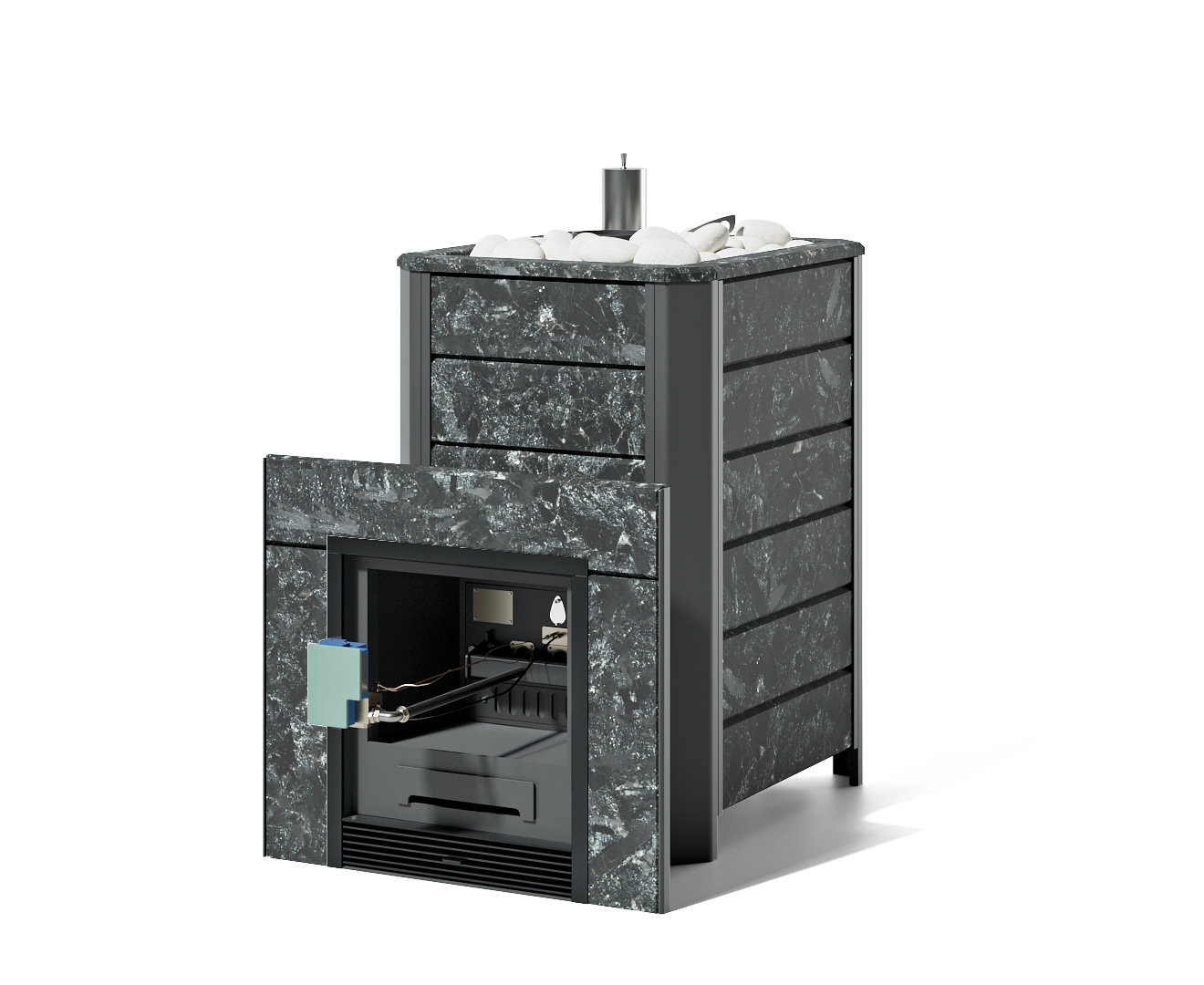 Печь Ялта 35/2024 в облицовке из камня