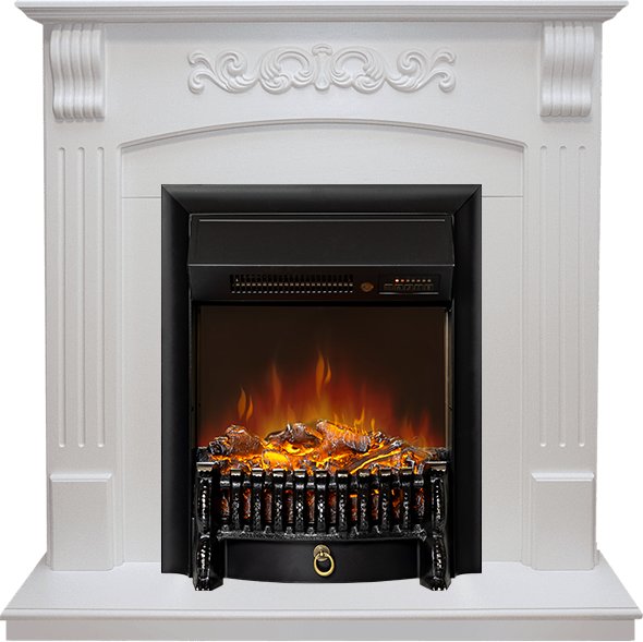 Каминокомплект Sorrento угловой - Белый дуб с очагом Fobos FX M Black RC