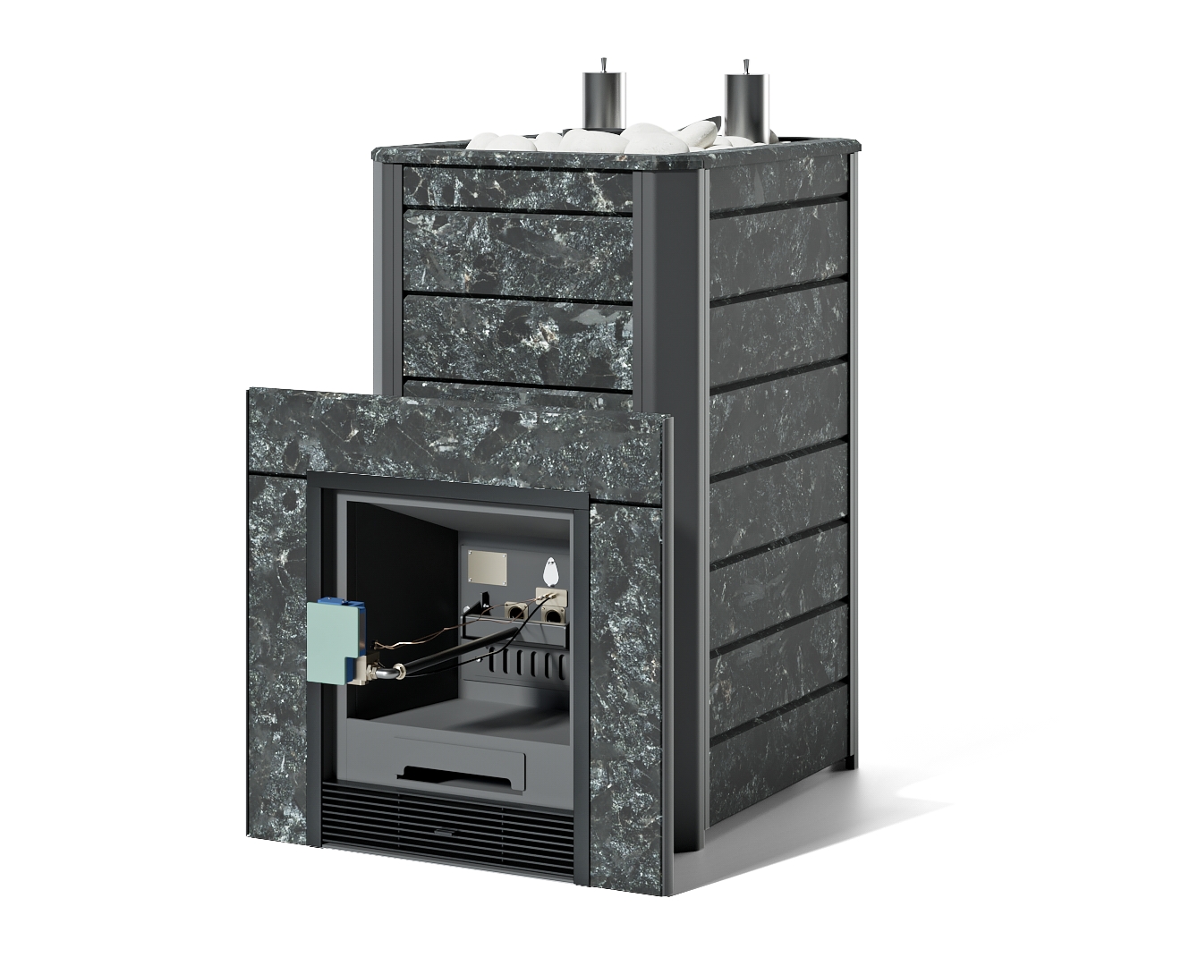 Печь Ялта 40 К/2024 в облицовке из камня