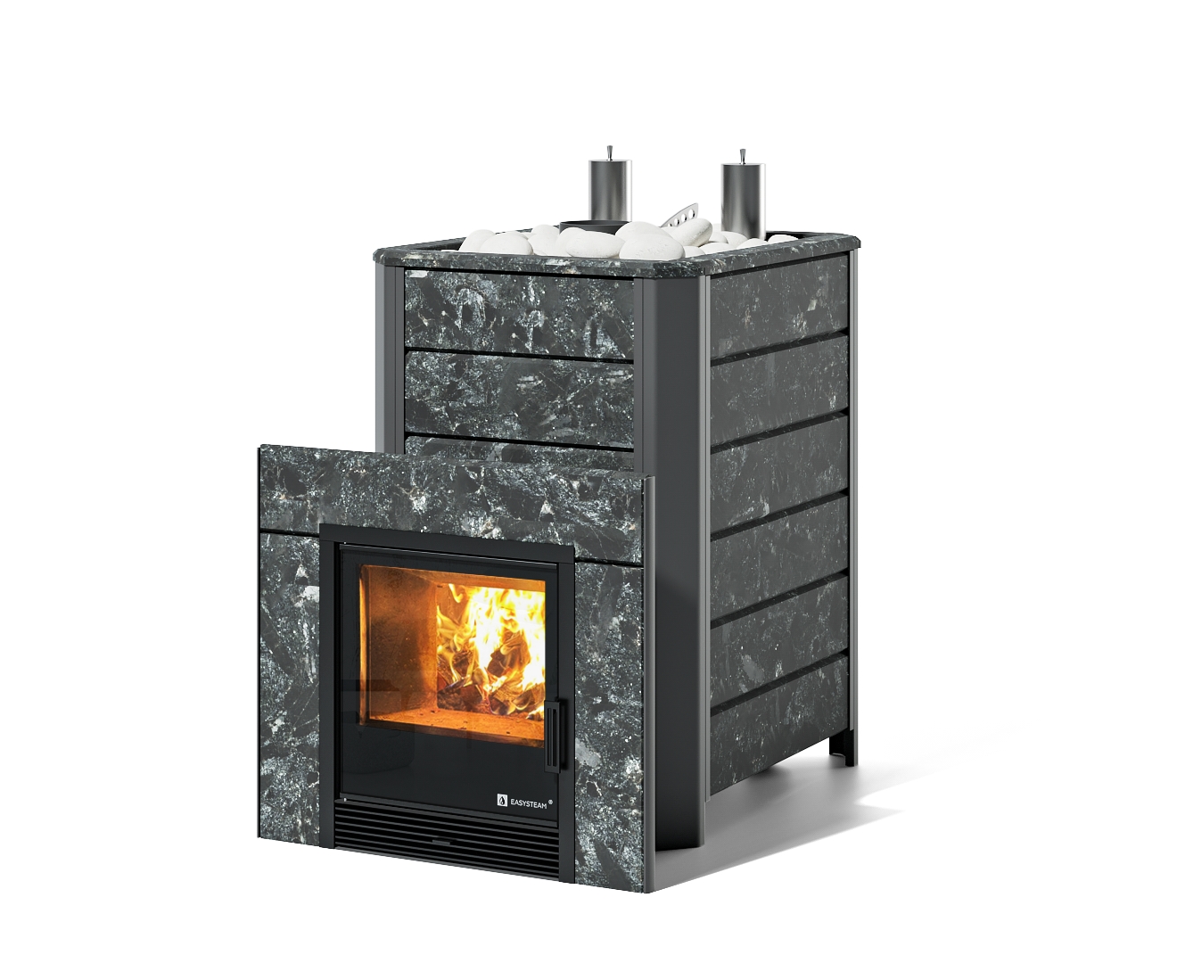 Печь Ялта 35 К/2024 в облицовке из камня