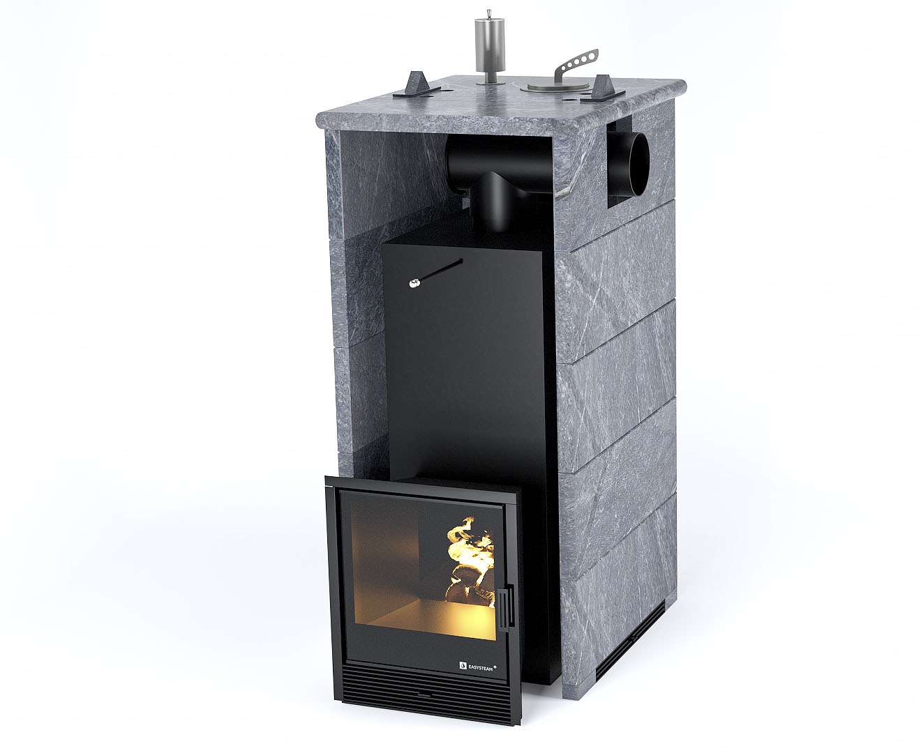 Печь Геленджик в трехстороннем кожухе с закрытым верхом с боковым подключением