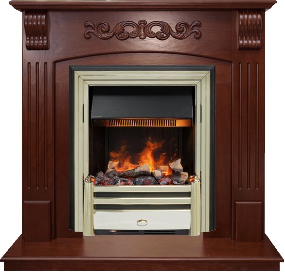 Каминокомплект Sorrento угловой - Орех с очагом Cavendish