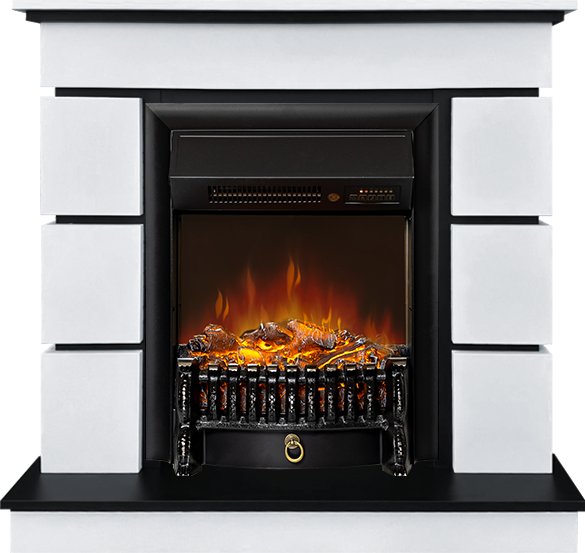 Каминокомплект Modern (Разборный) - Белый с черным с очагом Fobos FX M Black RC
